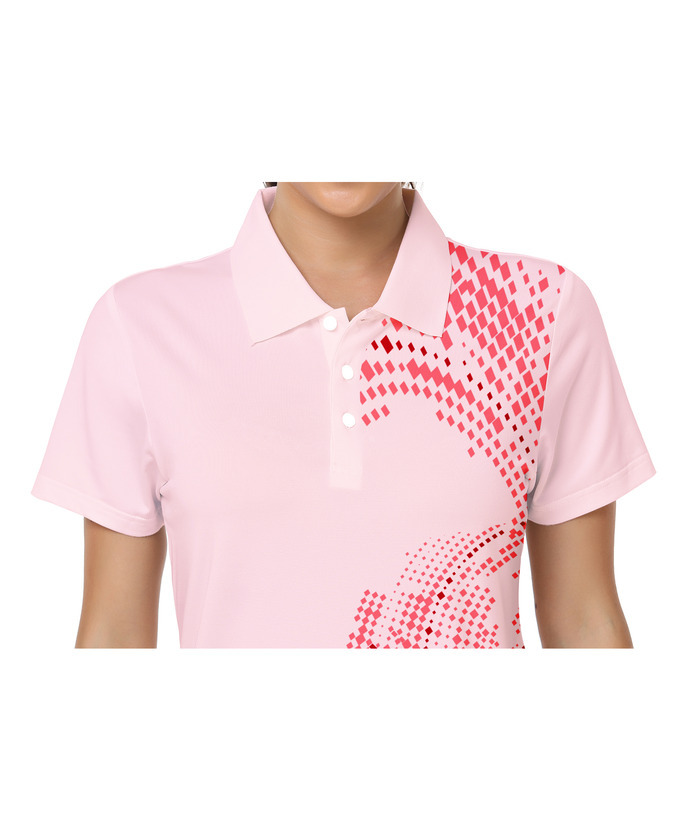 Pink athletic polo shirts women - Breathable fitness apparel