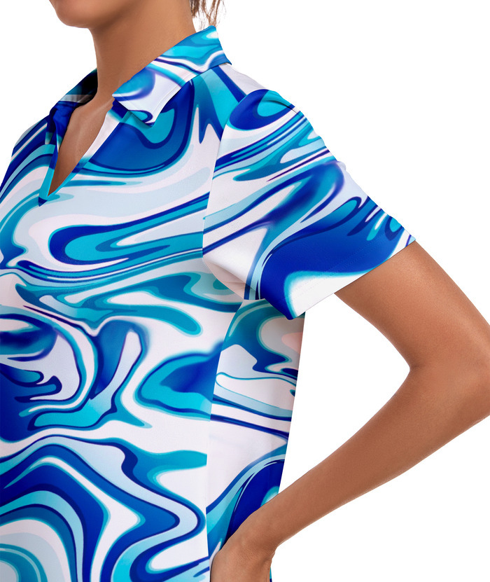 ZITY Women's Color Print Short Sleeved Quick Dry Casual Golf Polo Shirt-ZPK003142 | Zitysports