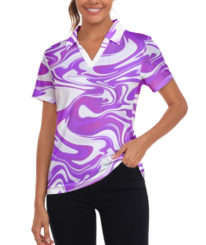 Wholesale Women's Color Print Quick Dri Golf Polo Shirt | Zitysports