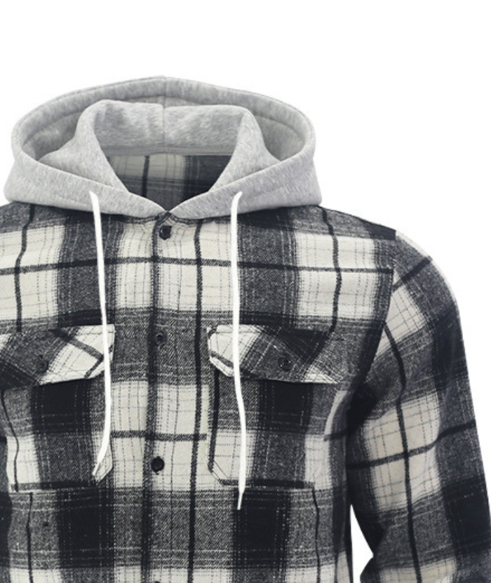 ZITY Men's Plaid Sweatshirt Button Up Casual Jacket-DUMLT04973|Zitysports