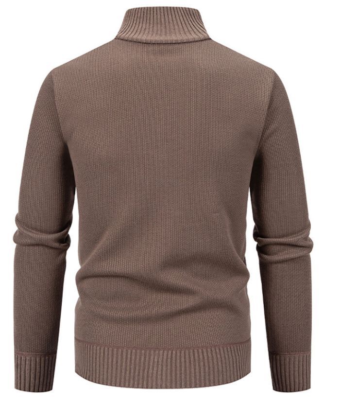 ZITY Men's Stand Collar Full Zipper Front Pocket Knitted Polo Sweater-DUMSW05053|Zitysports