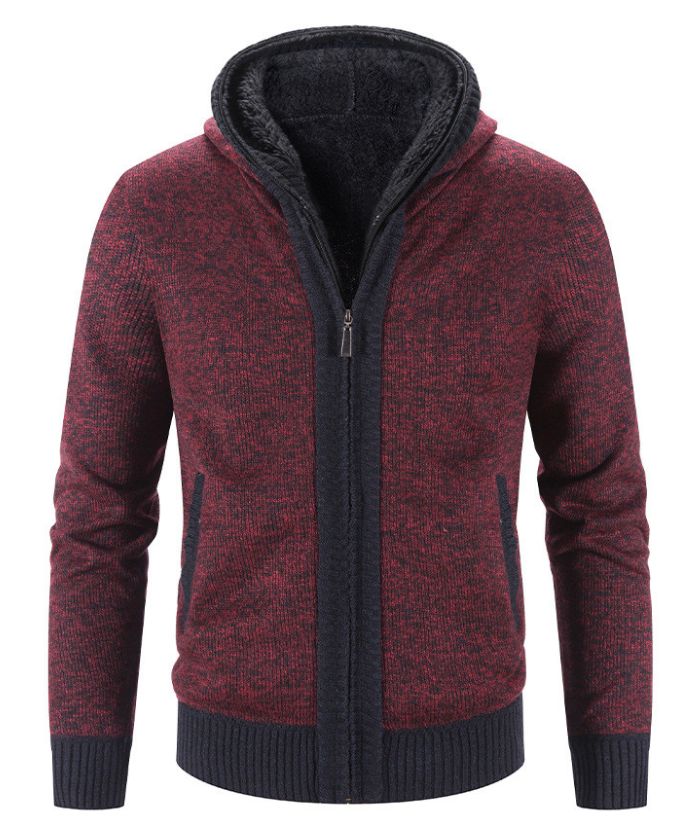 ZITY Men's Knitted Long Sleeve Full Zip Up Plus Size Casual Hoodie-DUMSW05059|Zitysports