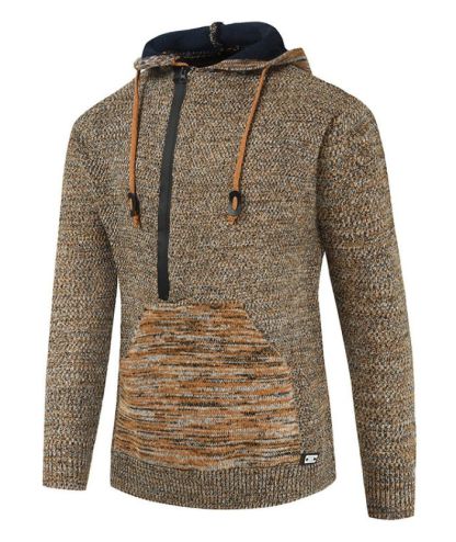 ZITY Men's Cotton Long Sleeve Knitted Half Zip Up Hoodie-DUMHD05063|Zitysports