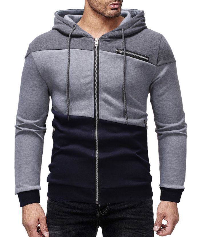 ZITY Men's Long Sleeve Three Color Splicing Cotton Hoodie-DUMFH05106|Zitysports