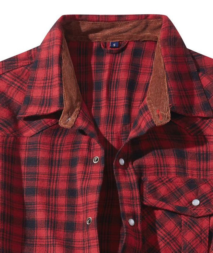 ZITY Men's Button Down Long Sleeved Plaid Flannel Shirt-DUMLT05319|Zitysports