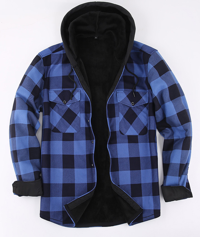 ZITY Men's Long Sleeve with Double Pockets Plaid Hoodie Jacket-DUMJA05356|Zitysports