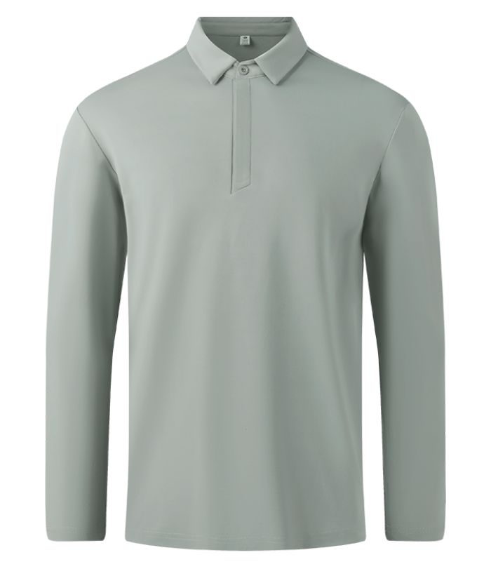 Men's Casual Solid Color Long Sleeve Polo Shirt-8803