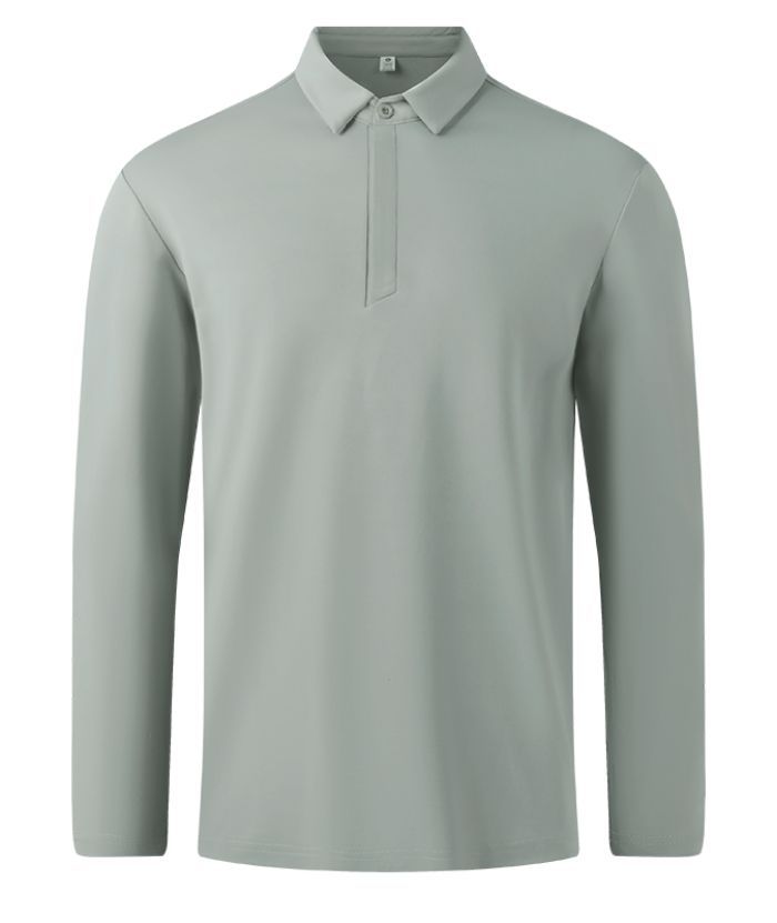 Men's Casual Solid Color Long Sleeve Polo Shirt-8803