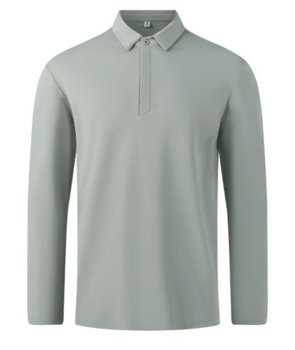 Men's Casual Solid Color Long Sleeve Polo Shirt-8803