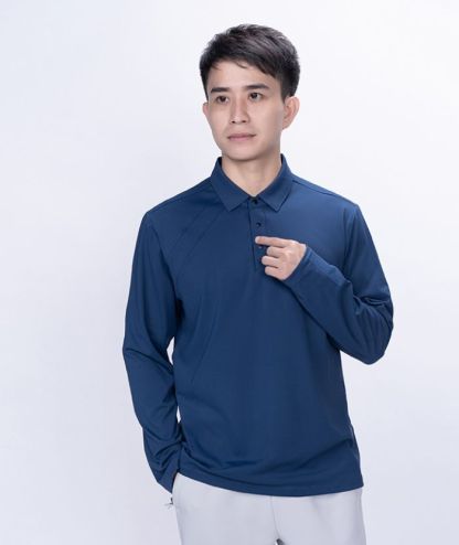 ZITY Men's 3 Button Up Long Sleeve Polo Shirt-8903