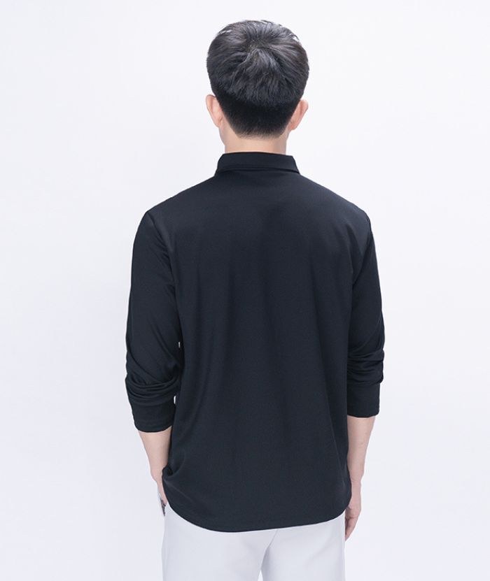 ZITY Men's Long Sleeve Solid Color Polo Shirt-8907