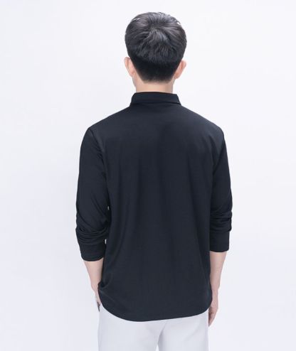 ZITY Men's Long Sleeve Solid Color Polo Shirt-8907