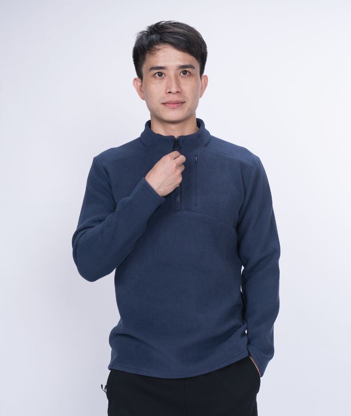 ZITY Men's 1/4 Zip Up Long Sleeve Polo Shirt-8843