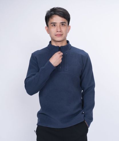 ZITY Men's 1/4 Zip Up Long Sleeve Polo Shirt-8843