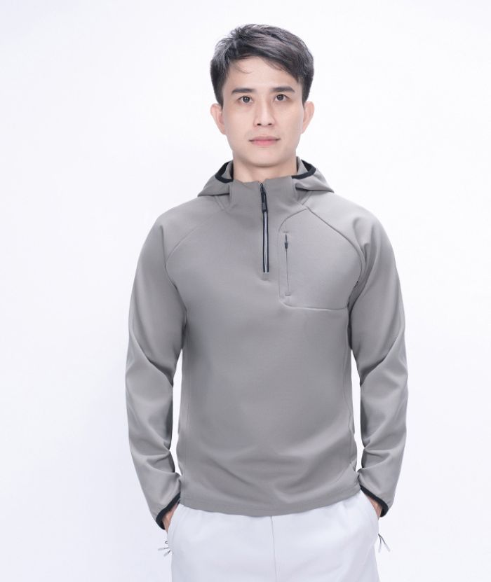 ZITY Men's Quarter Zip Solid Color Hoodie-7390