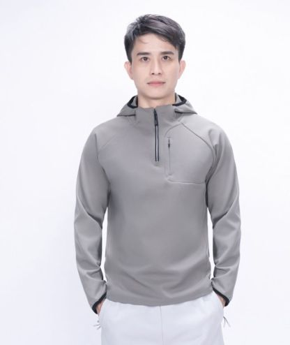 ZITY Men's Quarter Zip Solid Color Hoodie-7390