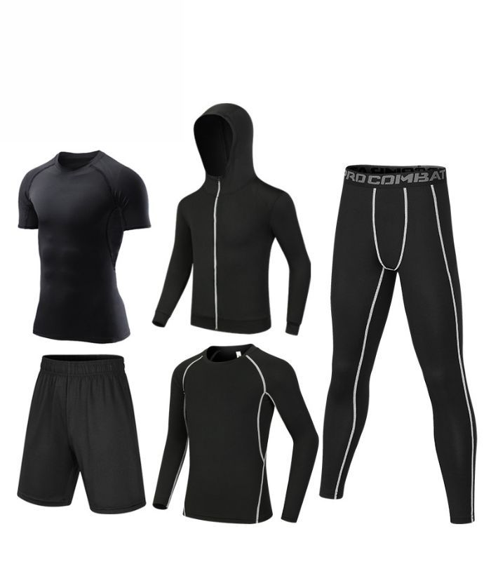 ZITY Men's Sports Cross-Border Fitness Five-Piece Compression Set-DUMTR05994