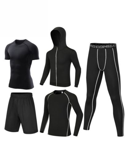 ZITY Men's Sports Cross-Border Fitness Five-Piece Compression Set-DUMTR05994