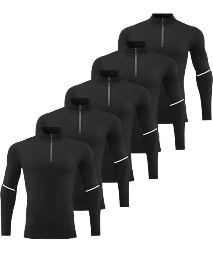 5 Pack Men's Stand Collar Dri Fit Sports Compression Shirt-DZUHE00190