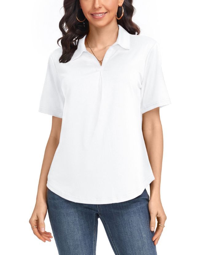 ZITY  Women's Slim Fit Solid Color Casual Polo Shirt-CUWPO01496