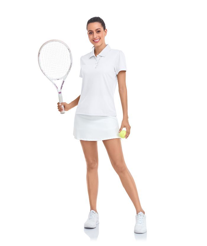 ZITY Women's Slim Fit Solid Color Tennis Polo Shirt-CUWPO01477