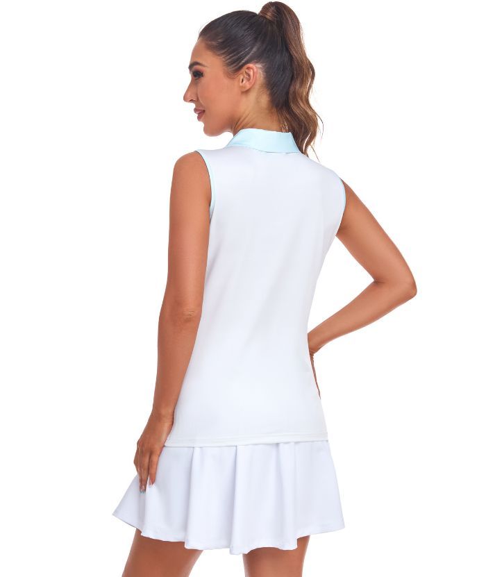 ZITY Women's Sleeveless Button Up Polo Shirt-CUWBP02125