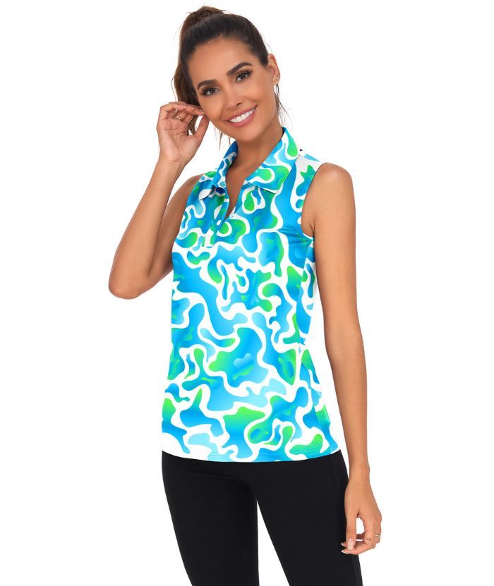 ZITY Women's Slim Fit V Neck Golf Polo Shirt-CUWBP02298