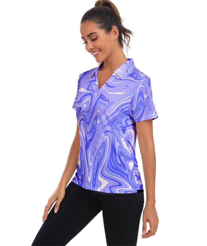 ZITY Women's Slim Fit V Neck Polo Shirt-CUWPO02297