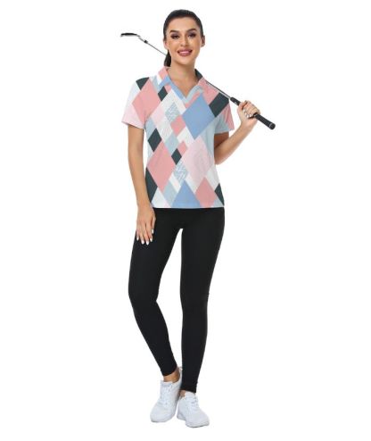 ZITY Women's Slim Fit Button Up Sports Polo Shirt-CUWPO01329