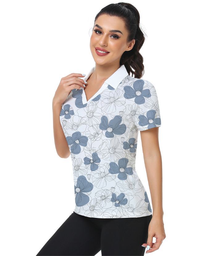 ZITY Women's Slim Fit White Golf Polo Shirt-CUWPO01006