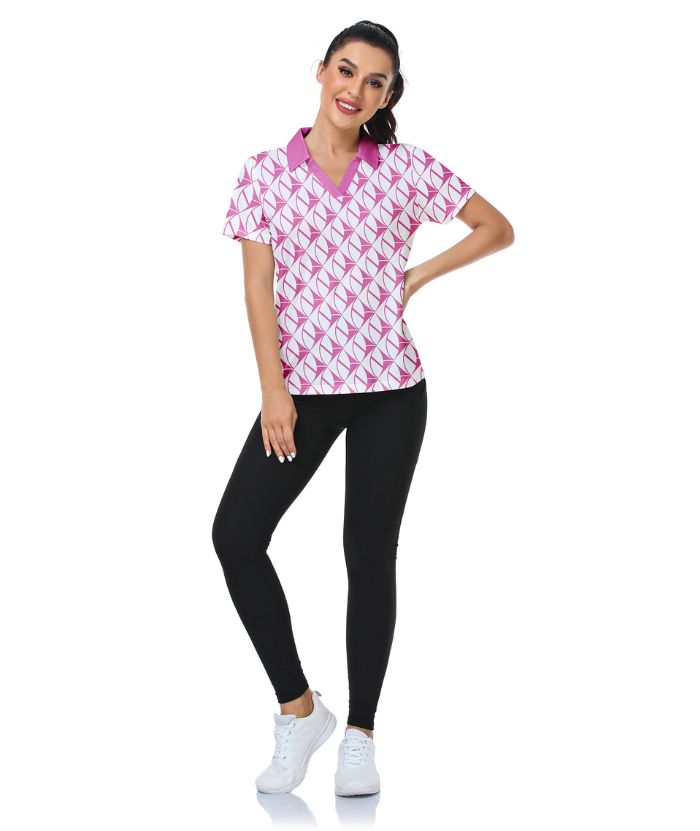 ZITY Women's Dri Fit Pink Golf Polo Shirt-CUWPO01011