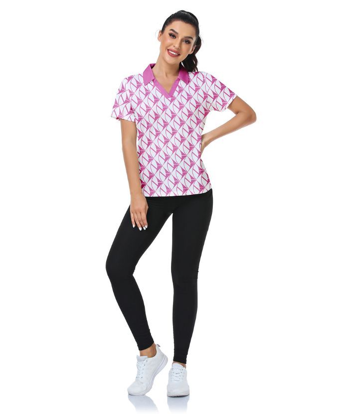 ZITY Women's Dri Fit Pink Golf Polo Shirt-CUWPO01011