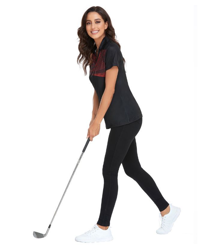 ZITY Women's V Neck Slim Fit Golf Tennis Polo Shirt-CFWZZ00005