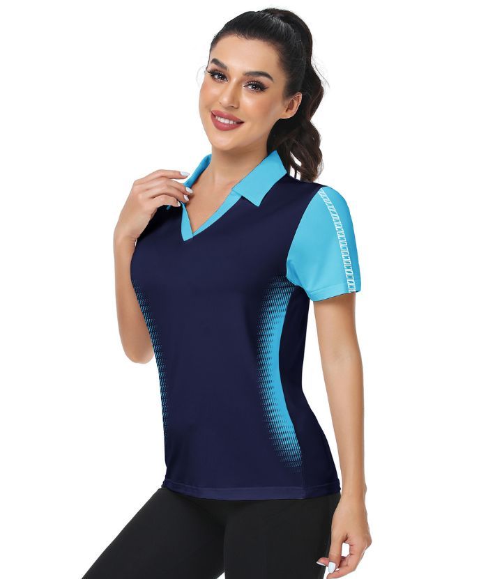 ZITY Women's Slim Fit Dark Blue Golf Polo Shirt-CUWPO01223