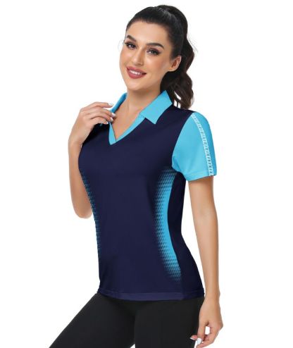ZITY Women's Slim Fit Dark Blue Golf Polo Shirt-CUWPO01223