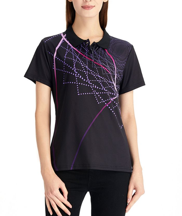 ZITY Women's Dri Fit Black Golf Polo Shirt-CFWZZ00043