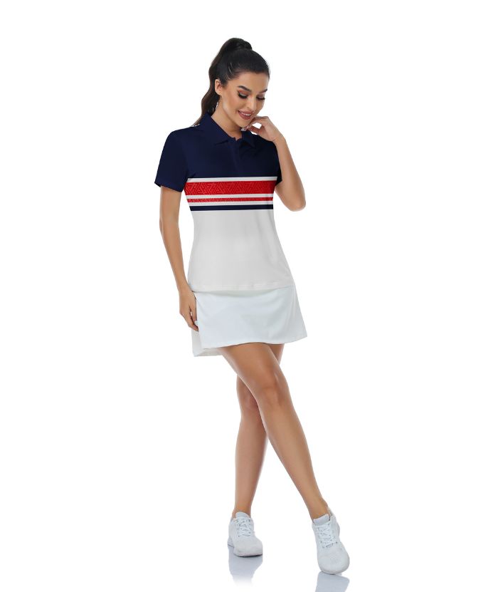 ZITY Women's Dri Fit Striped Golf Polo Shirt-CUWPO01573