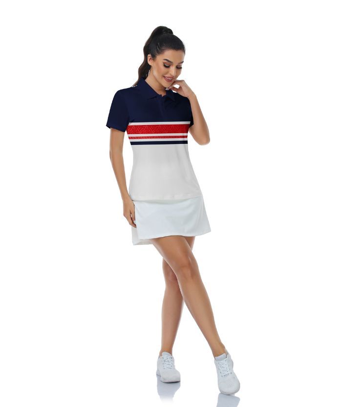 ZITY Women's Dri Fit Striped Golf Polo Shirt-CUWPO01573