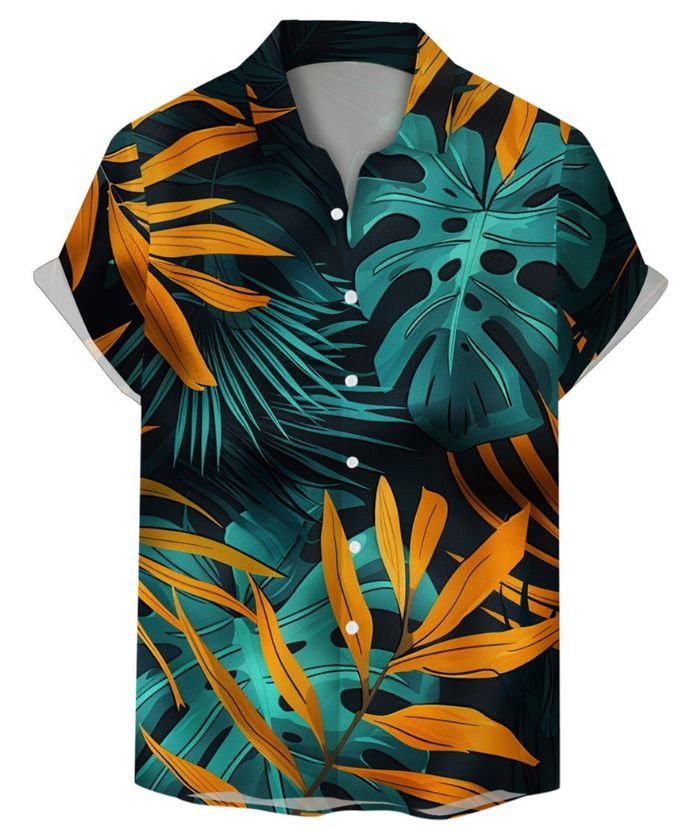 ZITY Men's Summer 3D Digital Print Button Shirt