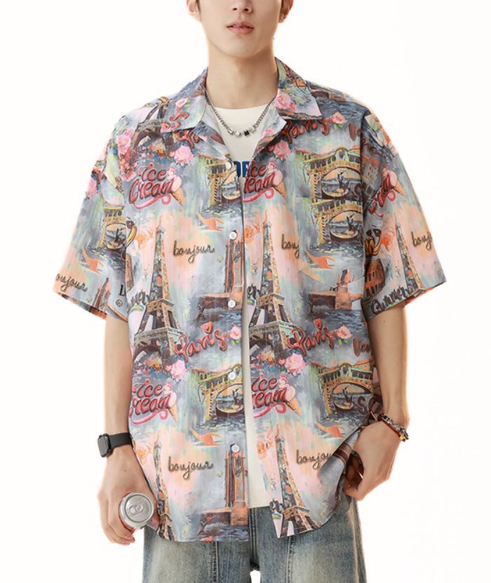ZITY Men's Summer Casual Short Sleeve Printed Hawaiian Shirts