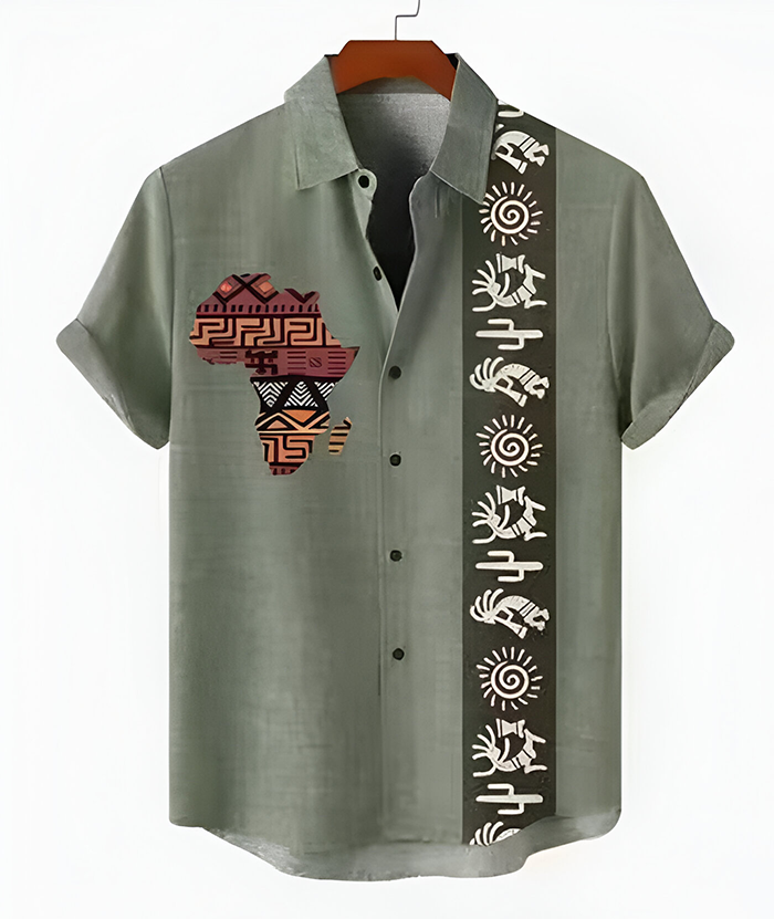 ZITY Men's Casual Summer Hawaiian Tribal Patterns Shirt