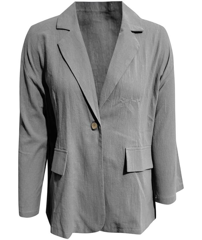 ZITY Women's Solid Color Single Button Thin Coat