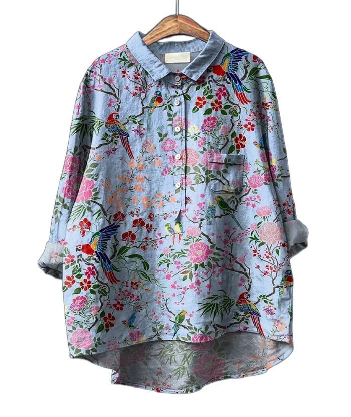 ZITY Women's Round Neck Summer Loose Printed Shirt