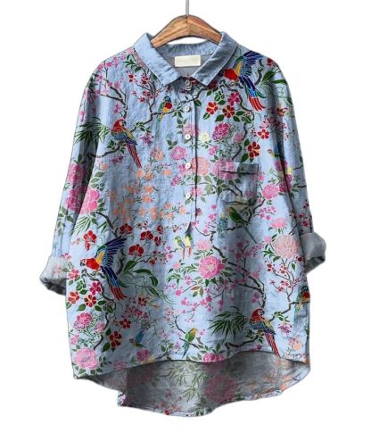 ZITY Women's Round Neck Summer Loose Printed Shirt