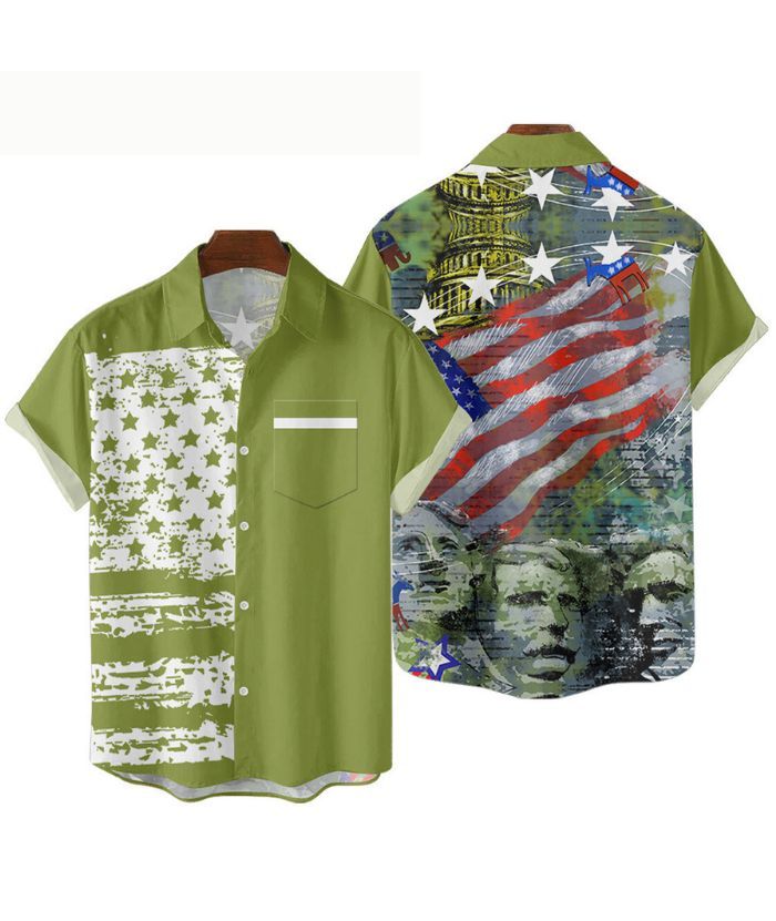 ZITY Men's American Flag 3D Digital Print Polo Shirt-DUMPO06242