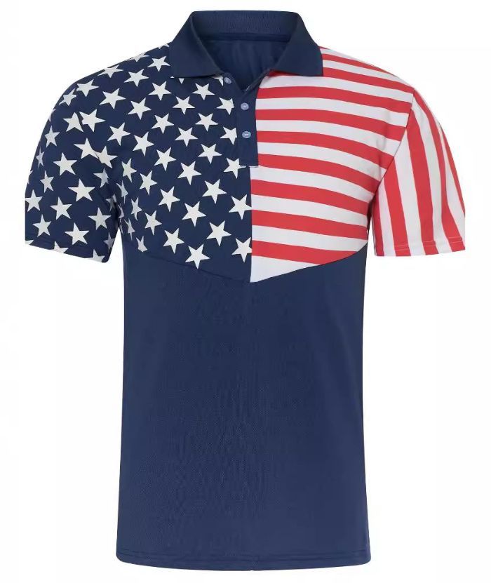 ZITY Men's Flag Printed Golf Polo Shirt-DUMPO06243