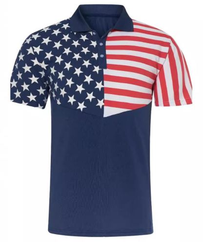 ZITY Men's Flag Printed Golf Polo Shirt-DUMPO06243