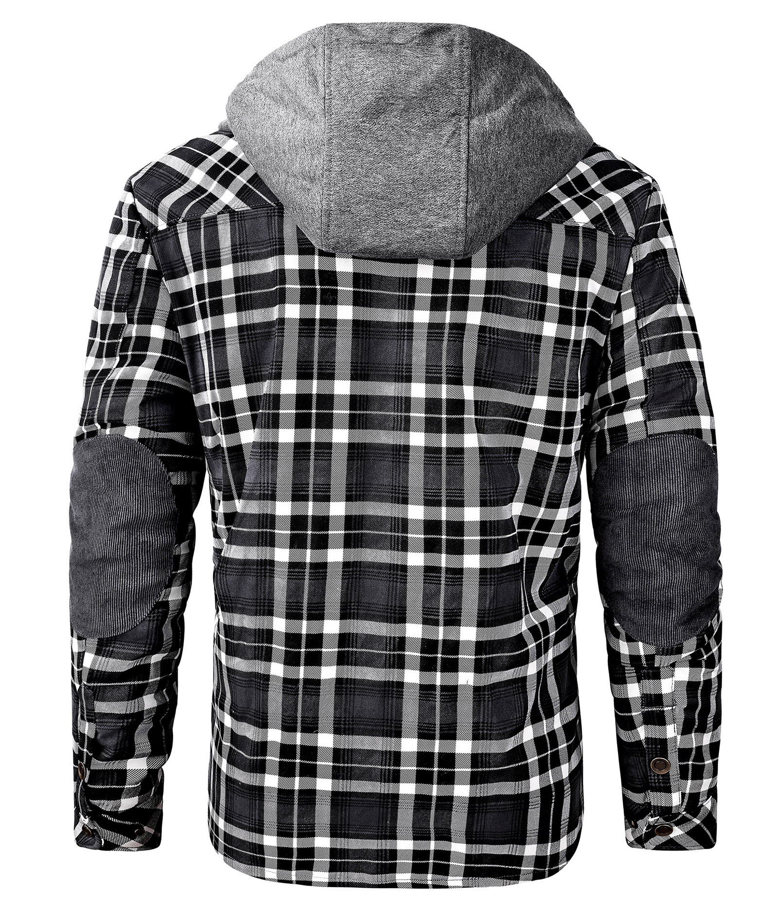 ZITY Men's Long Sleeve Hooded Plaid Fleece Hoodie-AUMPJ00587