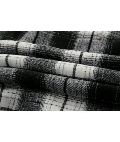 ZITY Men's Long Sleeve Full Zipper Plaid Fleece Shirt-CUMJA04084