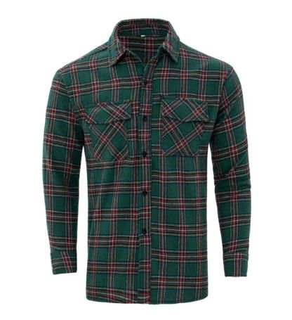 ZITY Men’s Spring Casual Plaid Long Sleeve Collared Shirt–DUMLT06595